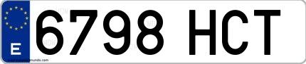 Ejemplo de matrícula española 6798 HCT