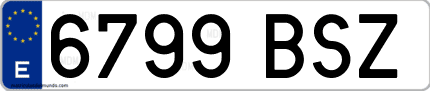Ejemplo de matrícula de coche ordinaria 6799 BSZ