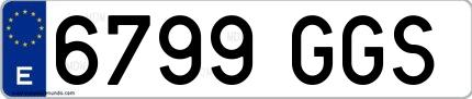 Ejemplo de matrícula española 6799 GGS