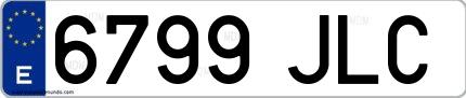Ejemplo de matrícula española 6799 JLC