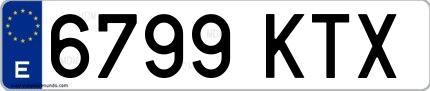 Ejemplo de matrícula española 6799 KTX