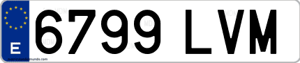 Ejemplo de matrícula de coche ordinaria 6799 LVM