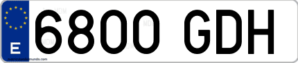 Ejemplo de matrícula de coche ordinaria 6800 GDH