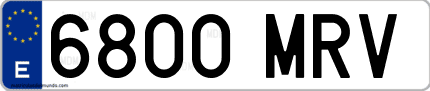 Ejemplo de matrícula de coche ordinaria 6800 MRV