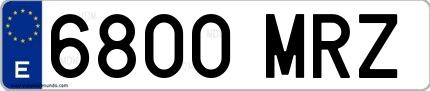 Ejemplo de matrícula española 6800 MRZ