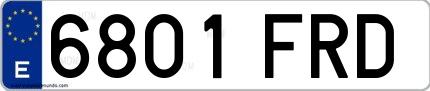 Ejemplo de matrícula española 6801 FRD