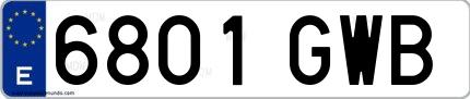 Ejemplo de matrícula española 6801 GWB