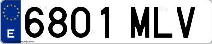 Ejemplo de matrícula española 6801 MLV