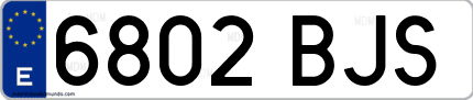 Ejemplo de matrícula de coche ordinaria 6802 BJS