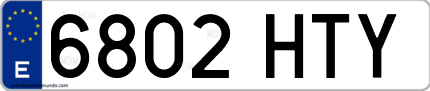 Ejemplo de matrícula de coche ordinaria 6802 HTY
