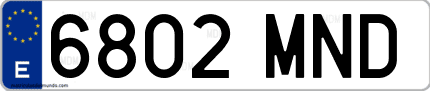 Ejemplo de matrícula de coche ordinaria 6802 MND