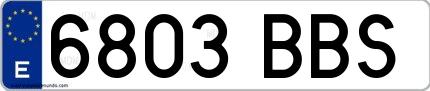 Ejemplo de matrícula española 6803 BBS