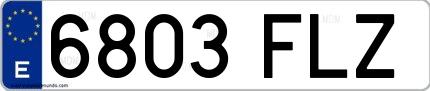 Ejemplo de matrícula española 6803 FLZ