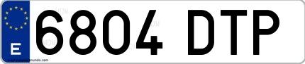 Ejemplo de matrícula española 6804 DTP