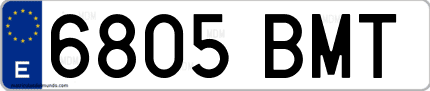 Ejemplo de matrícula de coche ordinaria 6805 BMT