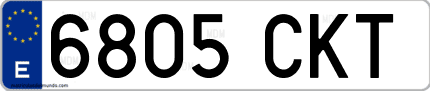 Ejemplo de matrícula de coche ordinaria 6805 CKT