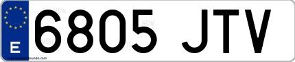 Ejemplo de matrícula española 6805 JTV
