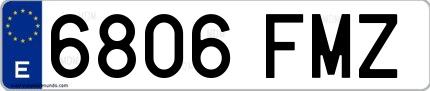 Ejemplo de matrícula española 6806 FMZ