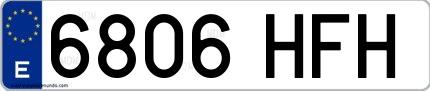 Ejemplo de matrícula española 6806 HFH
