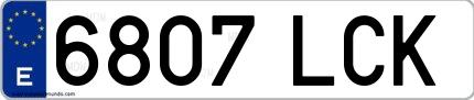 Ejemplo de matrícula española 6807 LCK