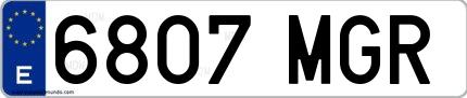 Ejemplo de matrícula española 6807 MGR