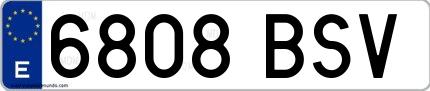 Ejemplo de matrícula española 6808 BSV