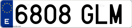 Ejemplo de matrícula de coche ordinaria 6808 GLM