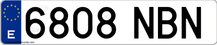 Ejemplo de matrícula de coche ordinaria 6808 NBN