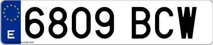 Ejemplo de matrícula española 6809 BCW
