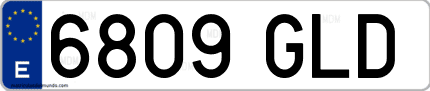 Ejemplo de matrícula de coche ordinaria 6809 GLD