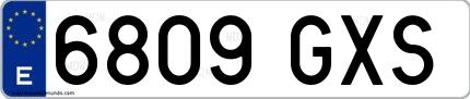 Ejemplo de matrícula española 6809 GXS