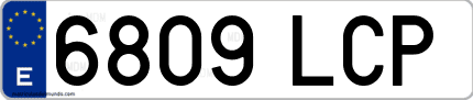Ejemplo de matrícula de coche ordinaria 6809 LCP