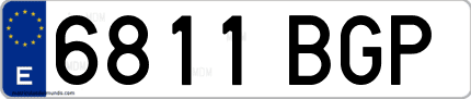 Ejemplo de matrícula de coche ordinaria 6811 BGP
