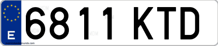 Ejemplo de matrícula de coche ordinaria 6811 KTD
