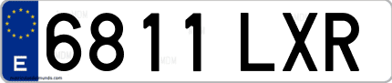 Ejemplo de matrícula de coche ordinaria 6811 LXR