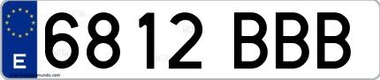Ejemplo de matrícula española 6812 BBB