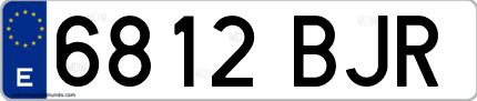 Ejemplo de matrícula de coche ordinaria 6812 BJR