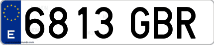 Ejemplo de matrícula de coche ordinaria 6813 GBR