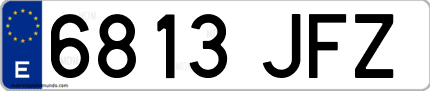 Ejemplo de matrícula de coche ordinaria 6813 JFZ