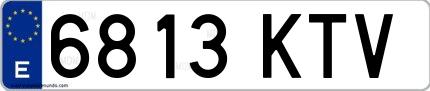 Ejemplo de matrícula española 6813 KTV