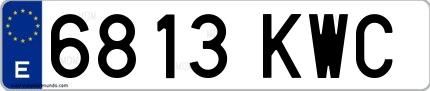 Ejemplo de matrícula española 6813 KWC