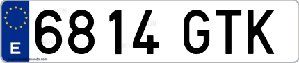 Ejemplo de matrícula de coche ordinaria 6814 GTK