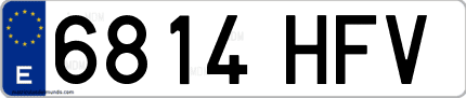 Ejemplo de matrícula de coche ordinaria 6814 HFV