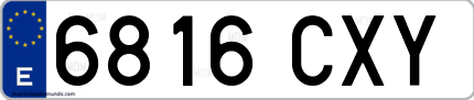 Ejemplo de matrícula de coche ordinaria 6816 CXY
