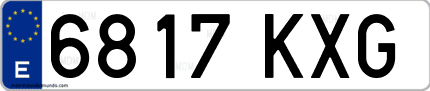 Ejemplo de matrícula de coche ordinaria 6817 KXG
