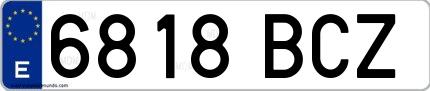 Ejemplo de matrícula española 6818 BCZ