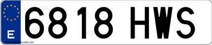 Ejemplo de matrícula española 6818 HWS