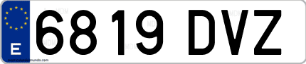 Ejemplo de matrícula de coche ordinaria 6819 DVZ