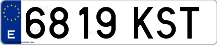 Ejemplo de matrícula de coche ordinaria 6819 KST