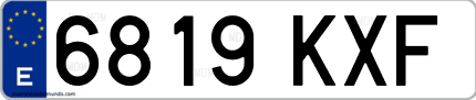 Ejemplo de matrícula de coche ordinaria 6819 KXF